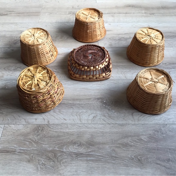 Vintage retro lot of woven rattan planter pot baskets , bohemian basket decor - Picture 3 of 4